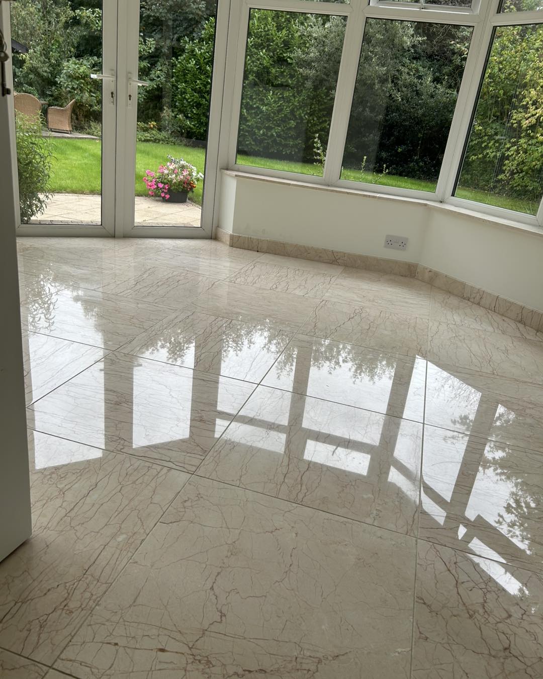 shiny floor after polishing and deep cleaning highly reflective