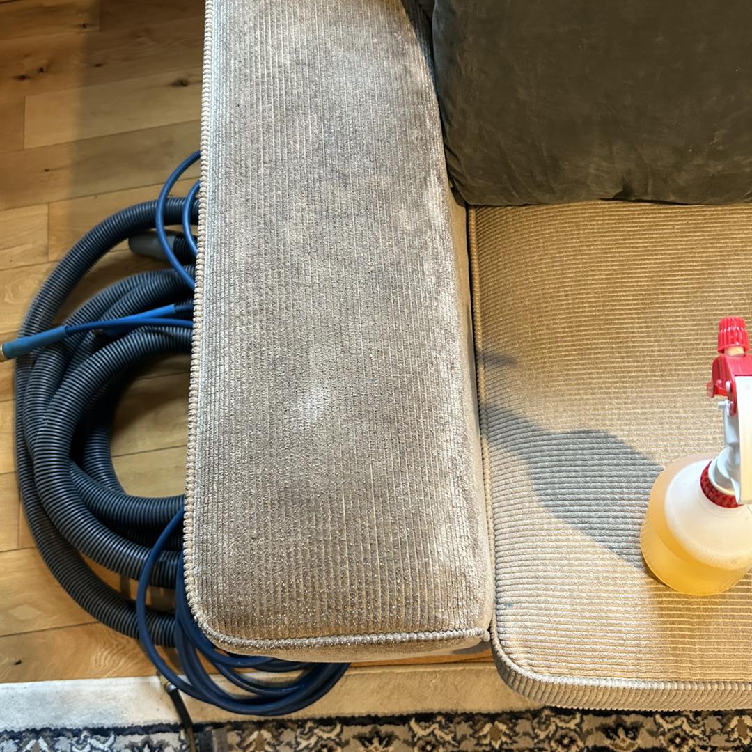 before upholstering complete on dirty sofa arm